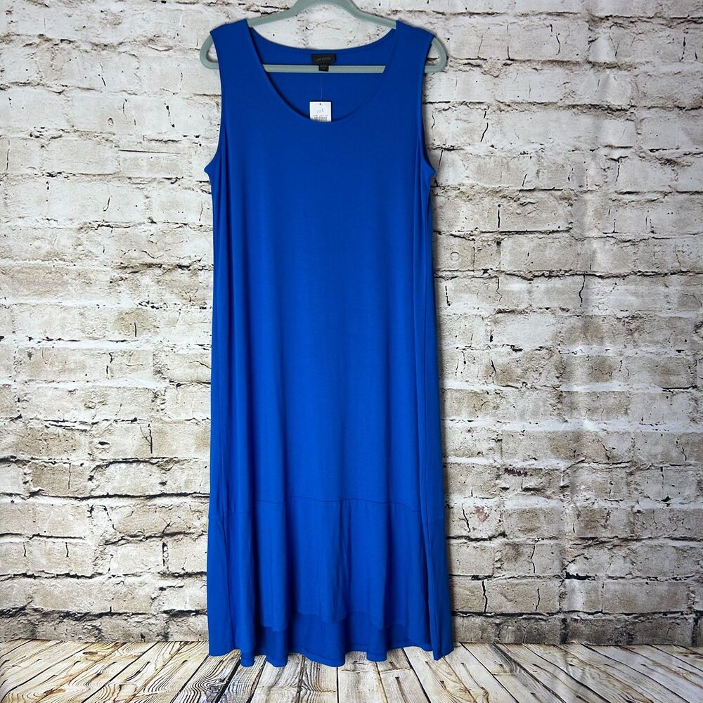 NWT J. Jill Wearever Collection Blue Flounced Hem Stretchy Maxi Dress Women's LP